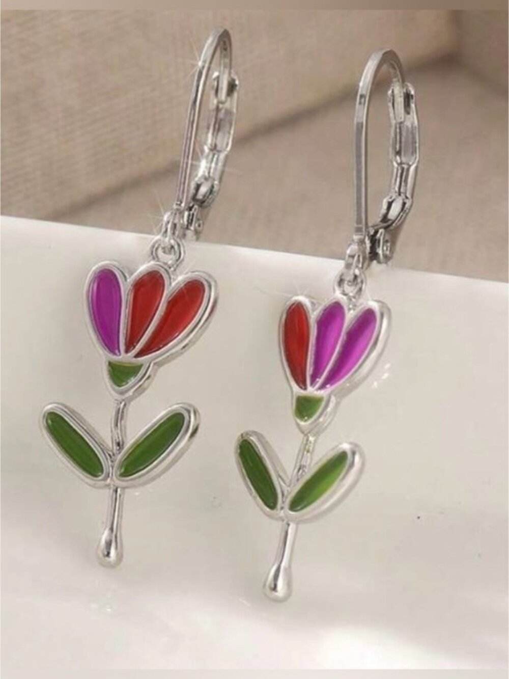 Colorful Flower hoop Earrings A2066
